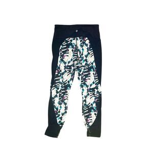 Athleta Navy Patterned Leggings Athletic Yoga Pants Size Small Womens